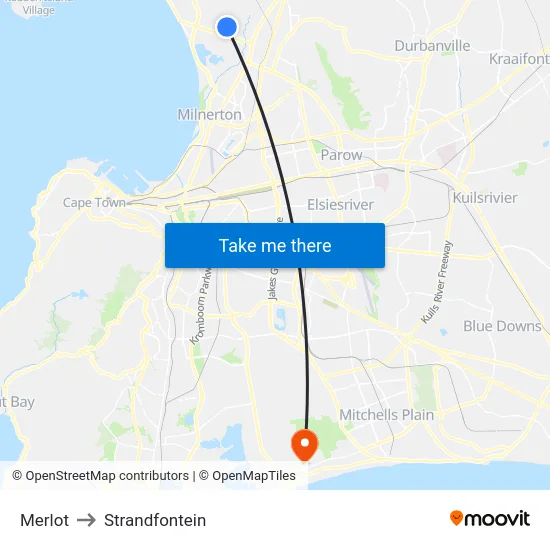 Merlot to Strandfontein map