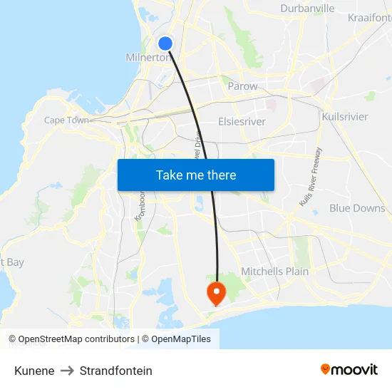 Kunene to Strandfontein map