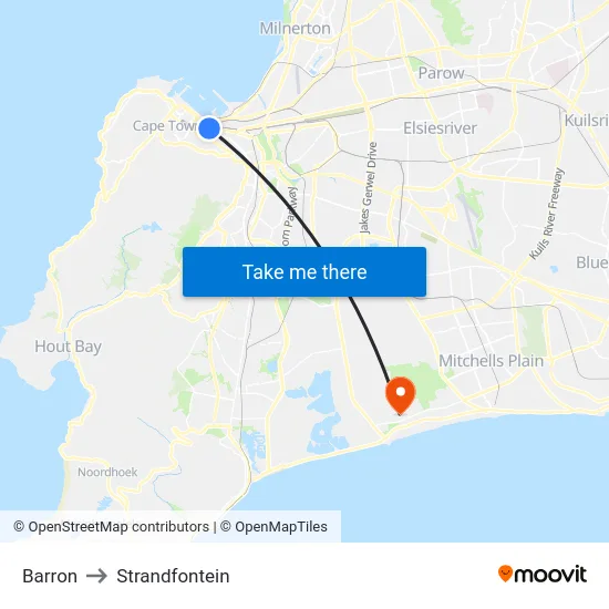 Barron to Strandfontein map