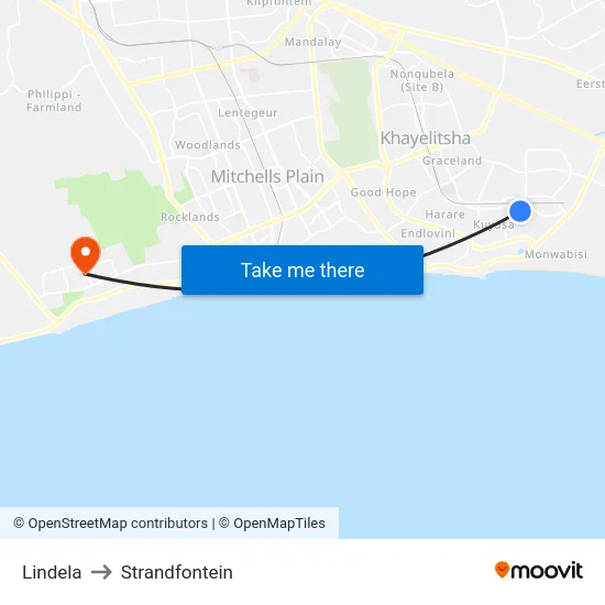 Lindela to Strandfontein map