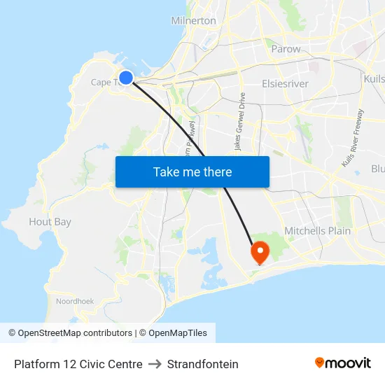 Platform 12 Civic Centre to Strandfontein map