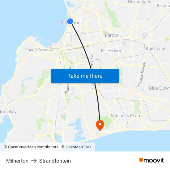 Milnerton to Strandfontein map