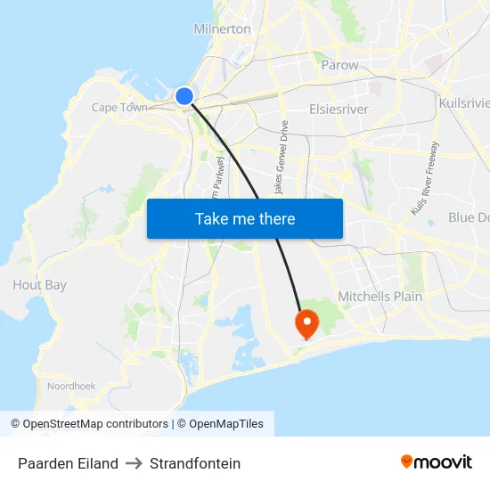 Paarden Eiland to Strandfontein map