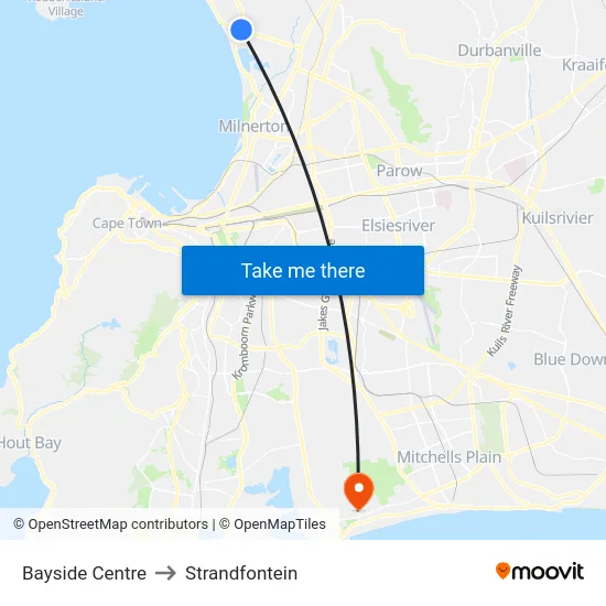 Bayside Centre to Strandfontein map