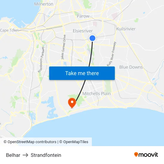 Belhar to Strandfontein map