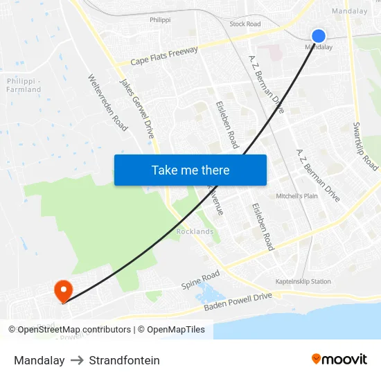 Mandalay to Strandfontein map
