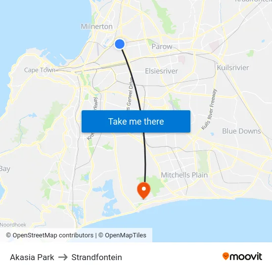 Akasia Park to Strandfontein map