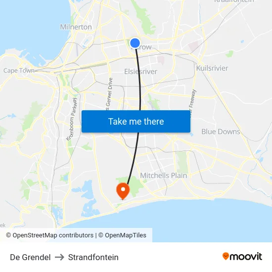 De Grendel to Strandfontein map