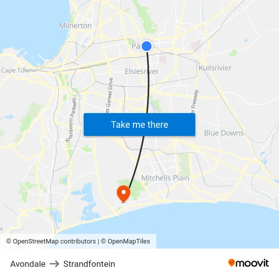 Avondale to Strandfontein map