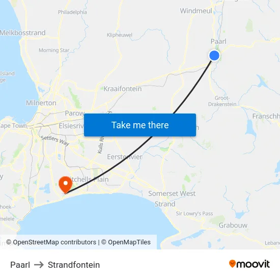 Paarl to Strandfontein map