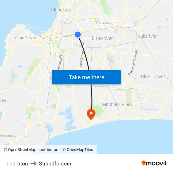 Thornton to Strandfontein map