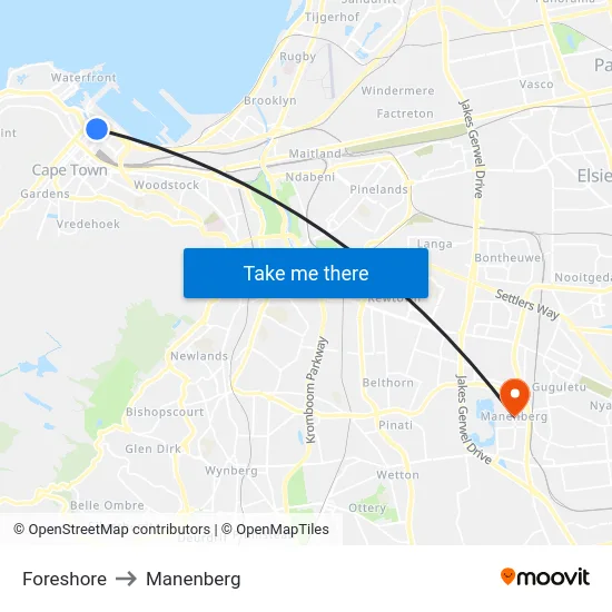 Foreshore to Manenberg map