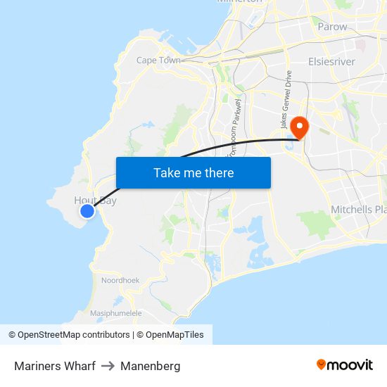 Mariners Wharf to Manenberg map