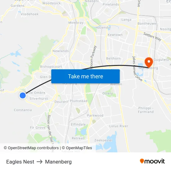 Eagles Nest to Manenberg map