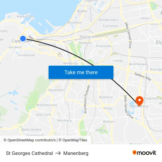 St Georges Cathedral to Manenberg map
