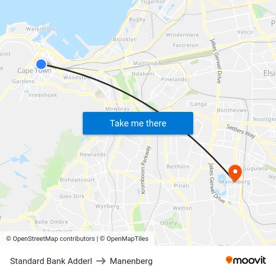 Standard Bank Adderl to Manenberg map