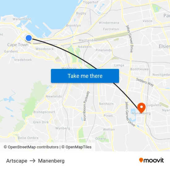 Artscape to Manenberg map