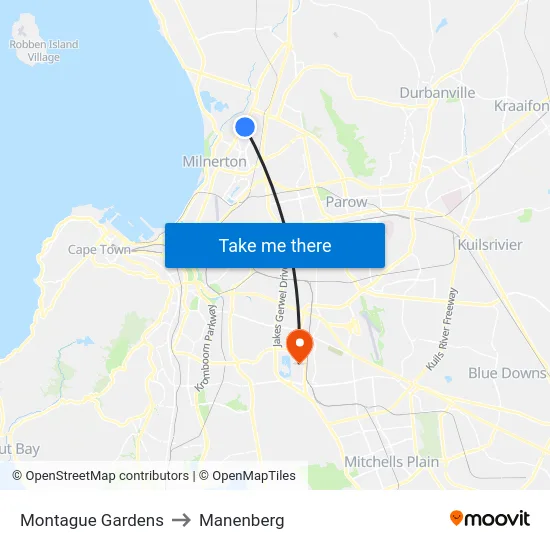 Montague Gardens to Manenberg map