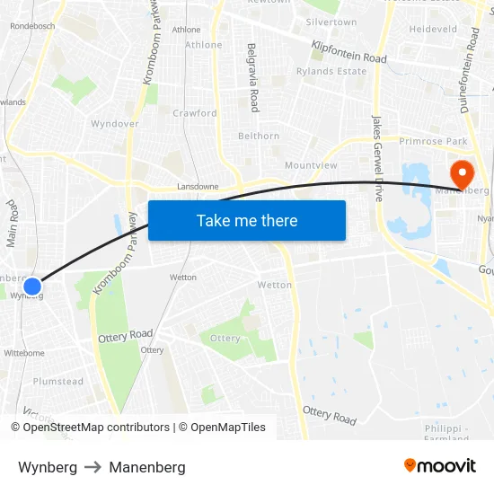 Wynberg to Manenberg map