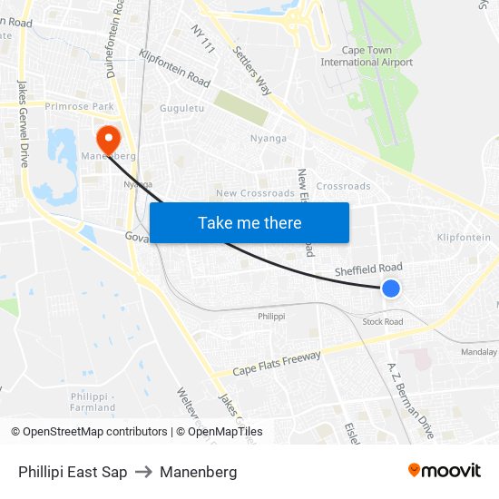 Phillipi East Sap to Manenberg map