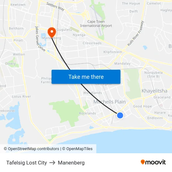 Tafelsig Lost City to Manenberg map