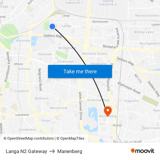 Langa N2 Gateway to Manenberg map