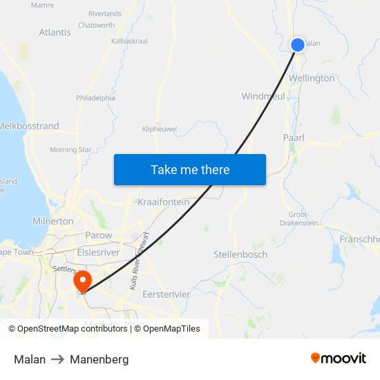 Malan to Manenberg map