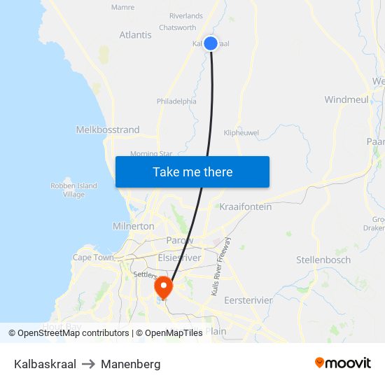 Kalbaskraal to Manenberg map