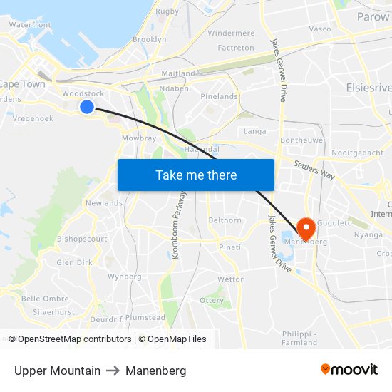 Upper Mountain to Manenberg map