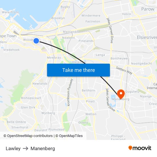 Lawley to Manenberg map