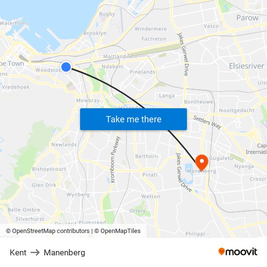 Kent to Manenberg map