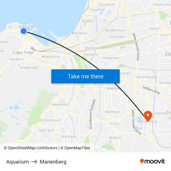 Aquarium to Manenberg map