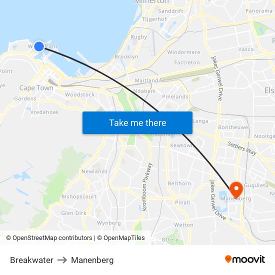 Breakwater to Manenberg map