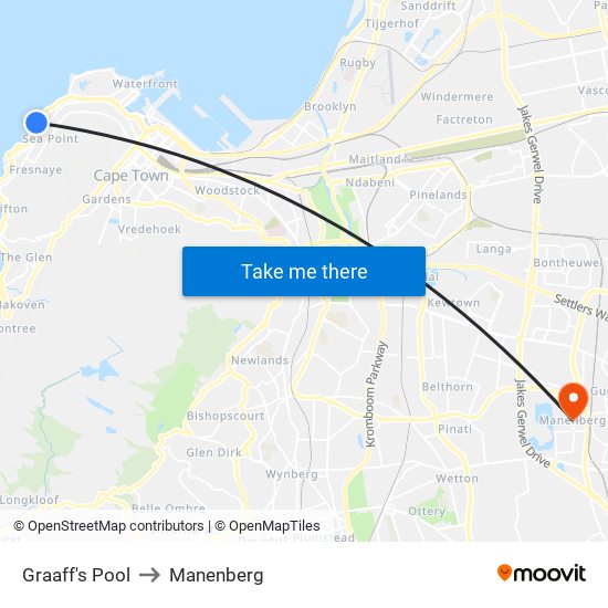 Graaff's Pool to Manenberg map