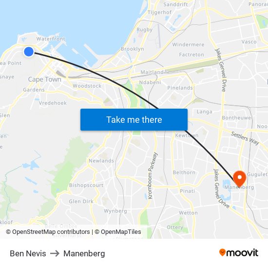 Ben Nevis to Manenberg map