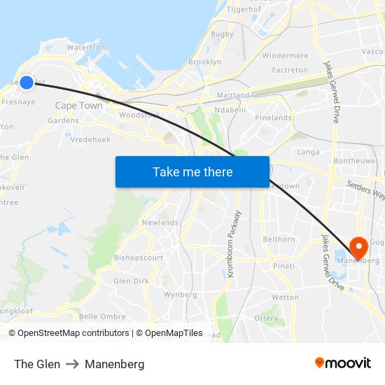 The Glen to Manenberg map