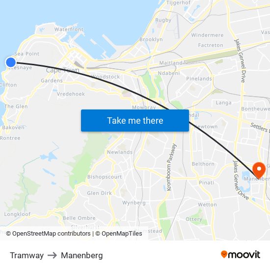 Tramway to Manenberg map