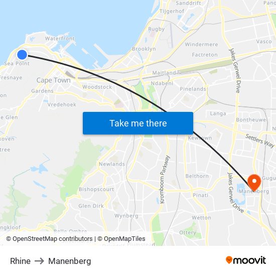 Rhine to Manenberg map