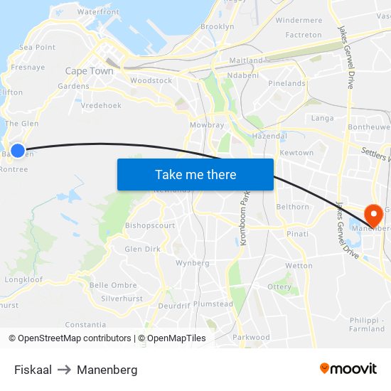 Fiskaal to Manenberg map