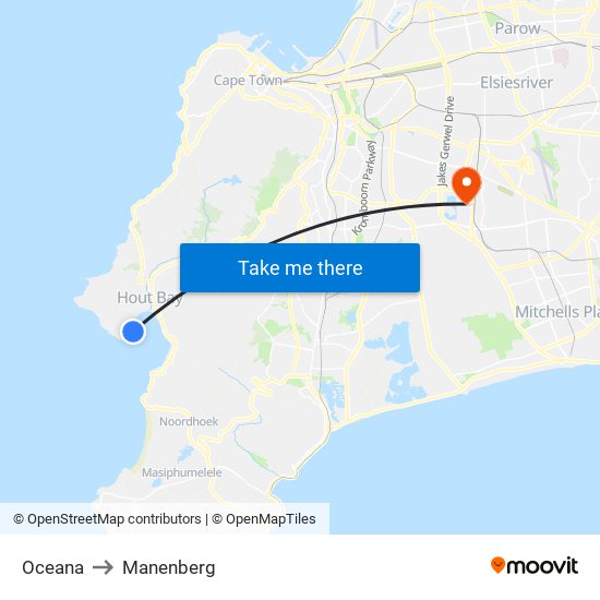 Oceana to Manenberg map