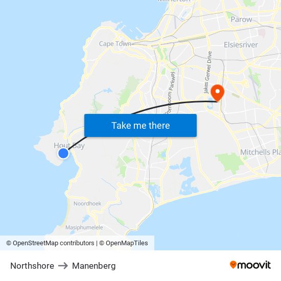 Northshore to Manenberg map