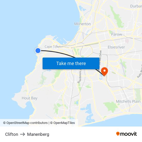 Clifton to Manenberg map