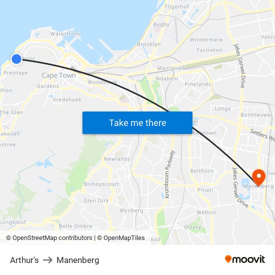 Arthur's to Manenberg map