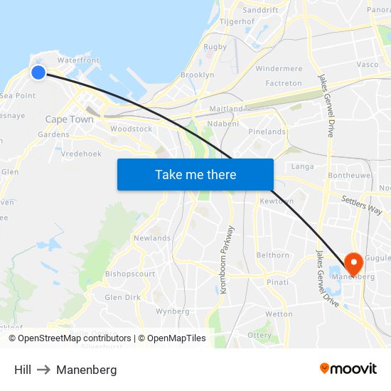 Hill to Manenberg map