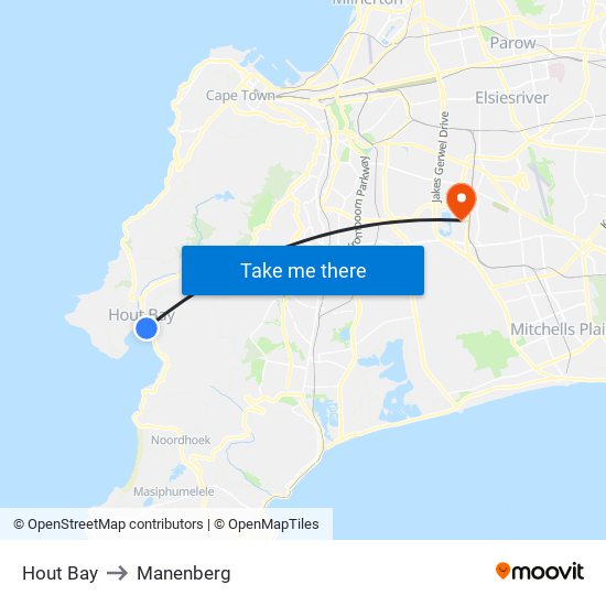 Hout Bay to Manenberg map