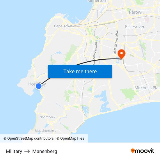 Military to Manenberg map