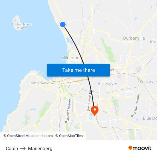 Cabin to Manenberg map