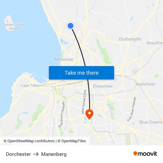 Dorchester to Manenberg map