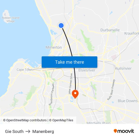 Gie South to Manenberg map