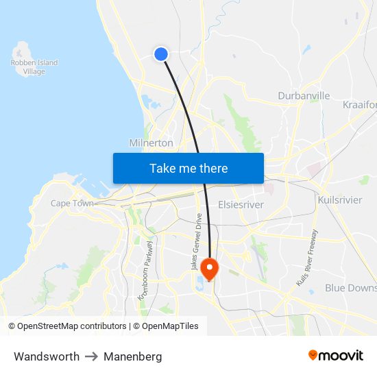 Wandsworth to Manenberg map